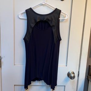 Cut25 by Yigal Azrouel. Navy & Black Leather Sleeveless top.  Size M.